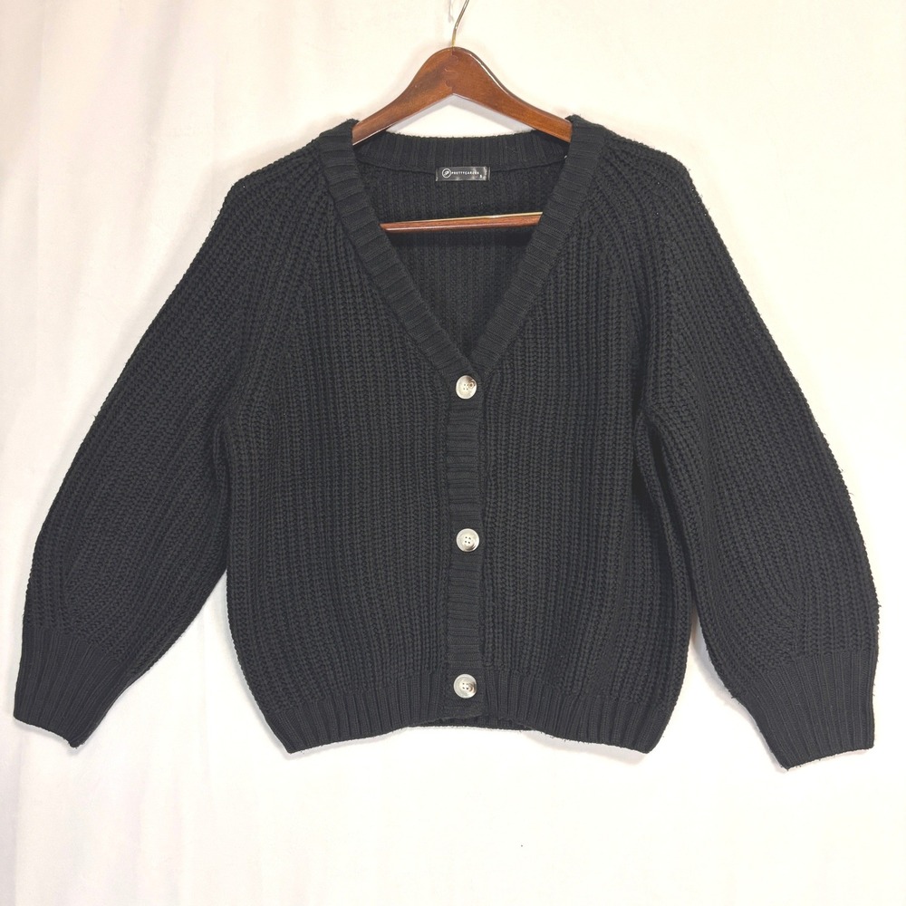 PRETTYGARDEN Cardigan Women Sz S Chunky Knit V-Neck Button Oversized Minimalist - Picture 4 of 10